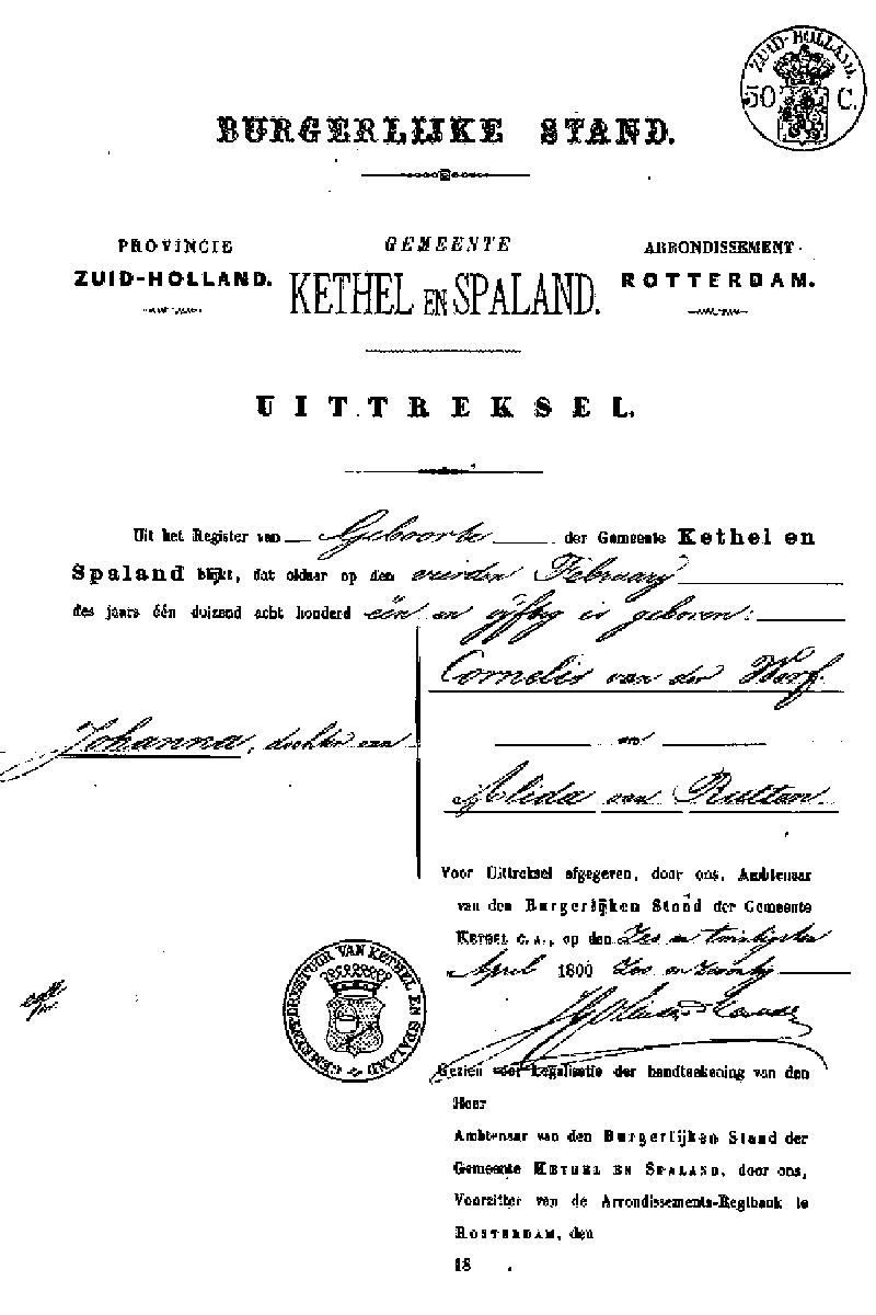 18760426 extr geb reg 1851 Johanna dv C vd Werf - A Rutten